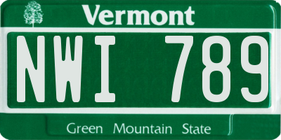 VT license plate NWI789