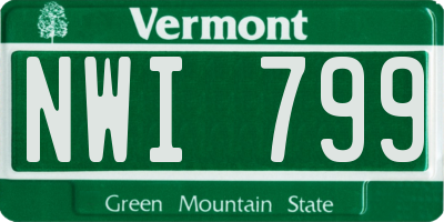 VT license plate NWI799