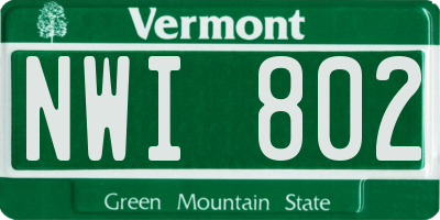VT license plate NWI802