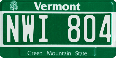 VT license plate NWI804