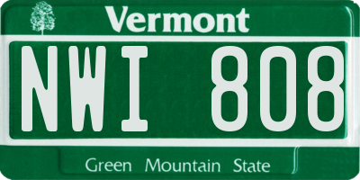 VT license plate NWI808