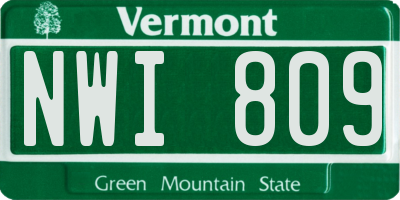 VT license plate NWI809