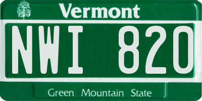 VT license plate NWI820