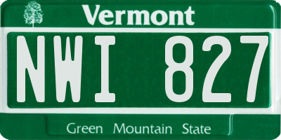 VT license plate NWI827