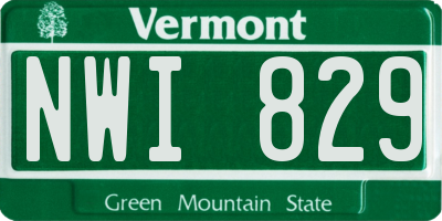VT license plate NWI829