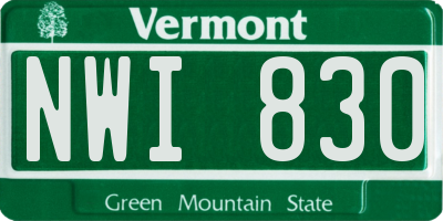 VT license plate NWI830