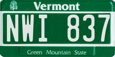 VT license plate NWI837