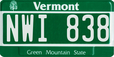 VT license plate NWI838