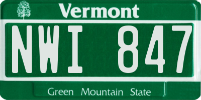 VT license plate NWI847