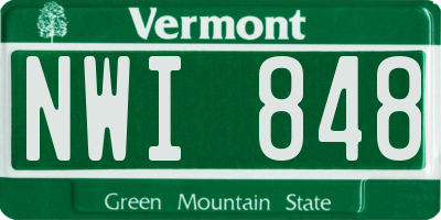 VT license plate NWI848