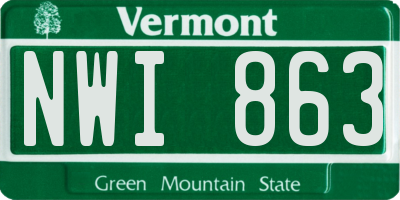 VT license plate NWI863