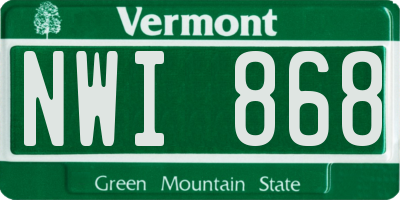 VT license plate NWI868