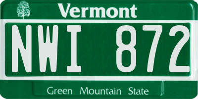 VT license plate NWI872