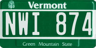VT license plate NWI874