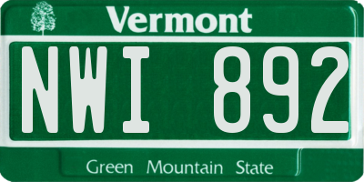 VT license plate NWI892