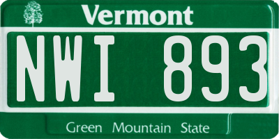 VT license plate NWI893