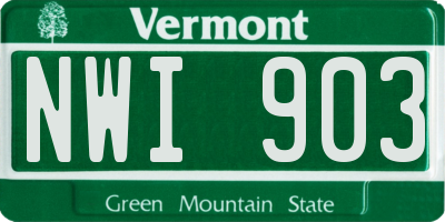 VT license plate NWI903