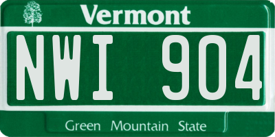 VT license plate NWI904