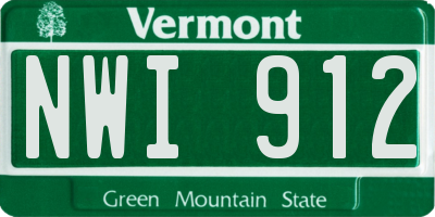 VT license plate NWI912