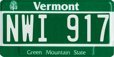 VT license plate NWI917