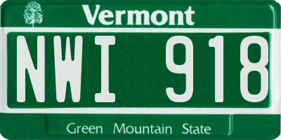 VT license plate NWI918