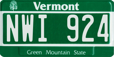 VT license plate NWI924