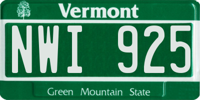 VT license plate NWI925