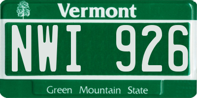 VT license plate NWI926