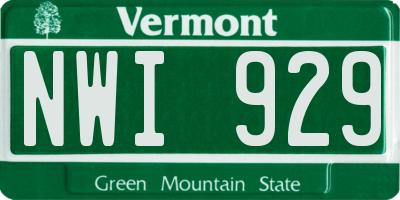 VT license plate NWI929
