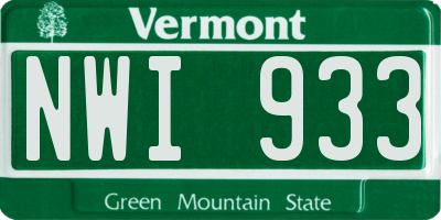 VT license plate NWI933