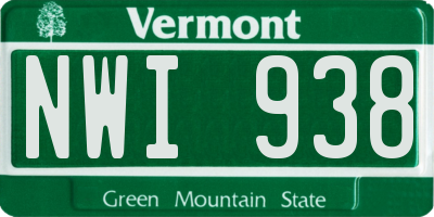 VT license plate NWI938