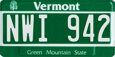 VT license plate NWI942