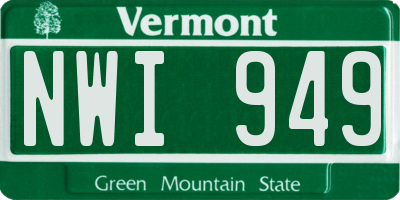 VT license plate NWI949
