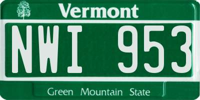 VT license plate NWI953