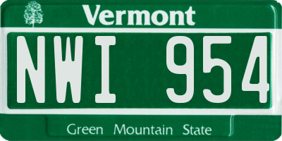 VT license plate NWI954