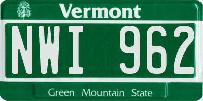 VT license plate NWI962