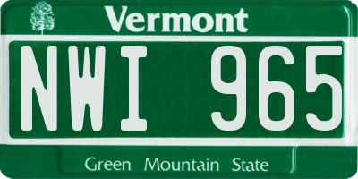 VT license plate NWI965