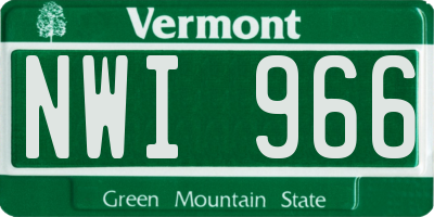 VT license plate NWI966