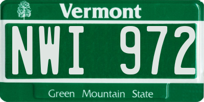 VT license plate NWI972
