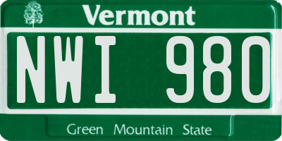 VT license plate NWI980