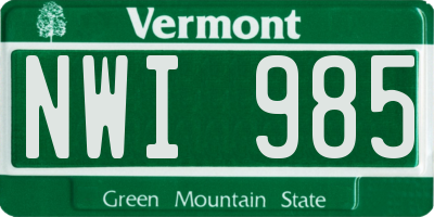 VT license plate NWI985