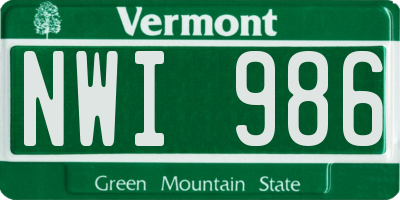 VT license plate NWI986