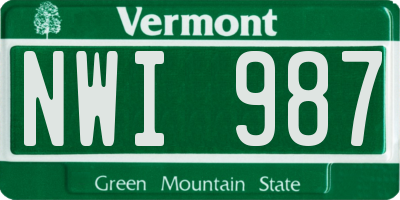 VT license plate NWI987