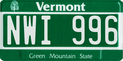 VT license plate NWI996
