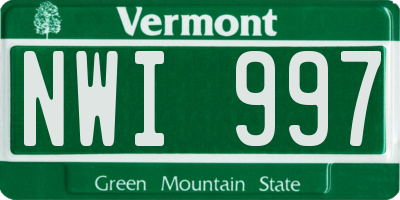 VT license plate NWI997