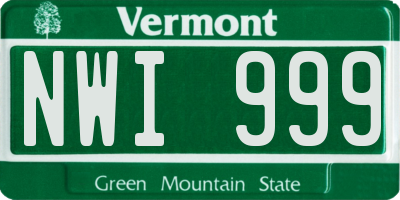 VT license plate NWI999