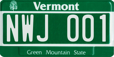 VT license plate NWJ001