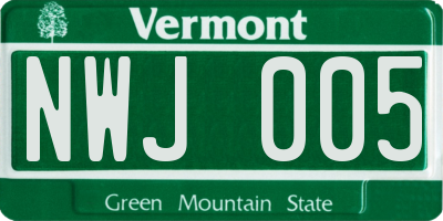 VT license plate NWJ005