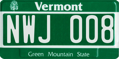 VT license plate NWJ008