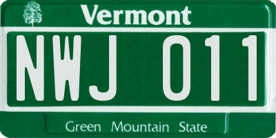 VT license plate NWJ011